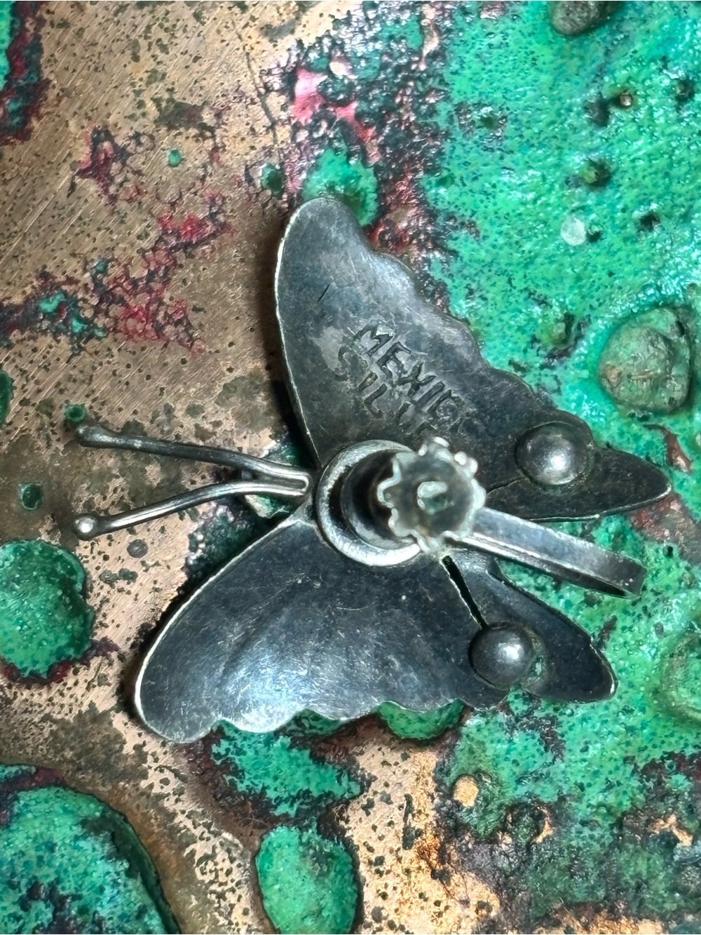 Vintage Taxco Mexican Sterling Silver and Turquoise Earrings 🦋 - Picture 4 of 6